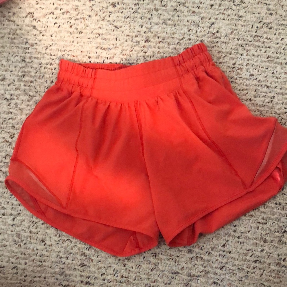 Orange/ red lululemon shorts